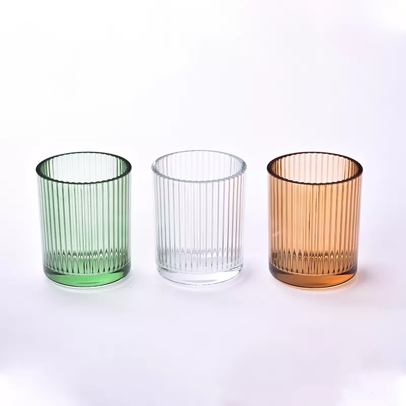 12oz Şaquli Zolaqlı Şüşə Şamlıq