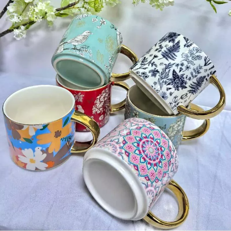 Ceramic Mug With Electroplated Gold Handle