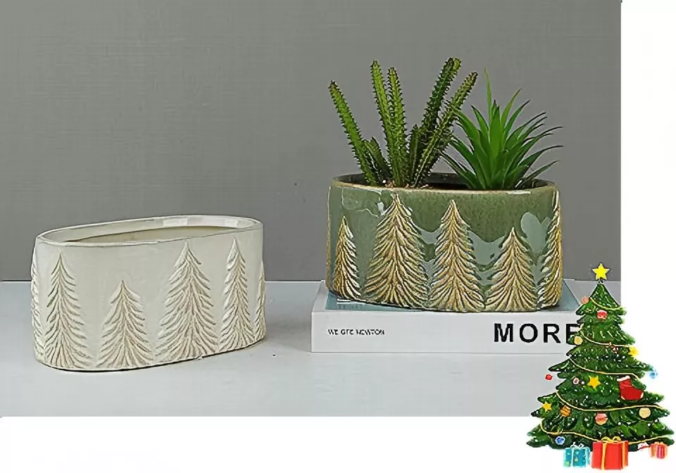Embossed Christmas Pine Vase