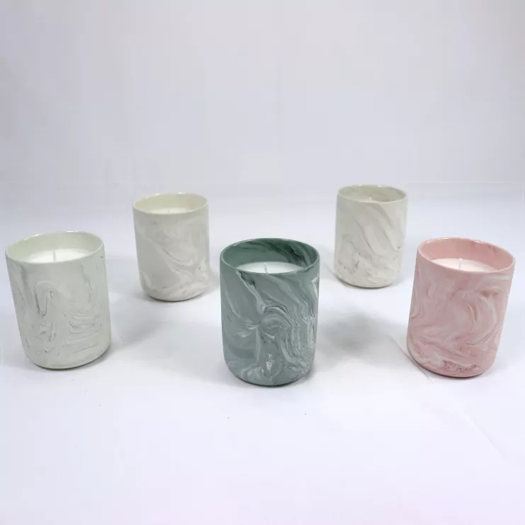 Ebru keramika şamdanı